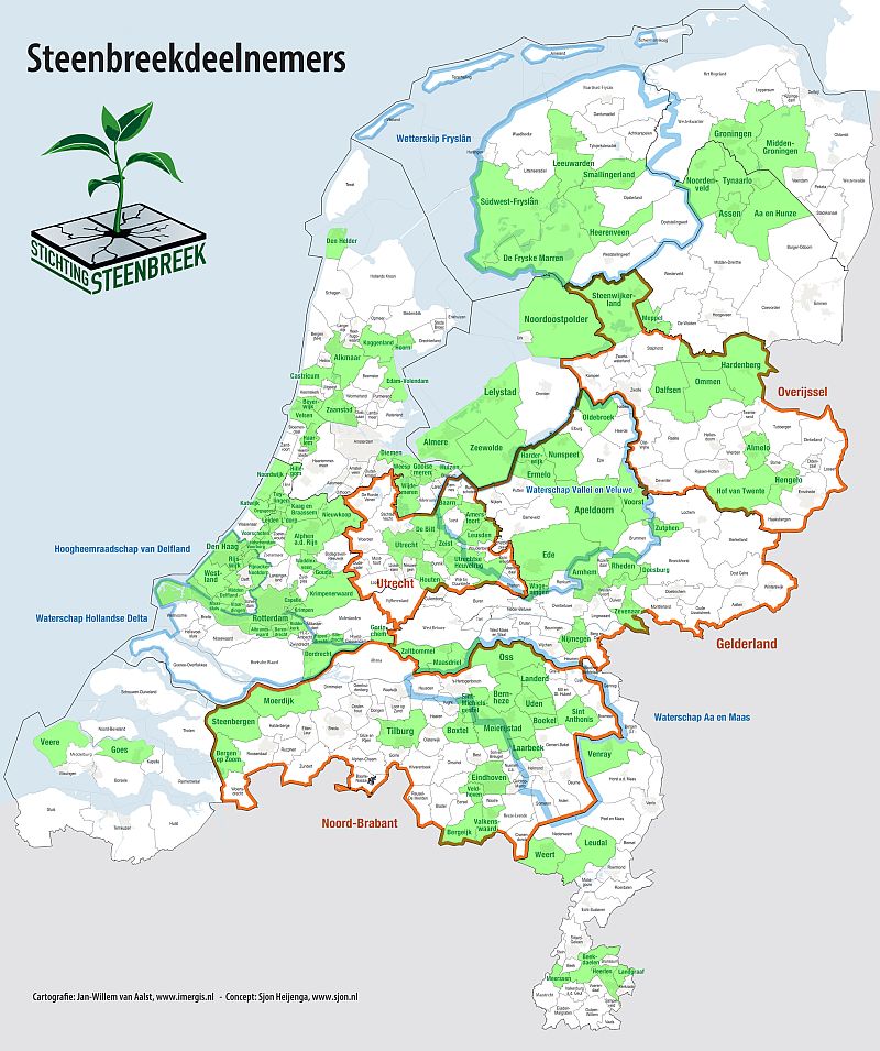 Gemeentes en provincies die meedoen met 'Steenbreek'